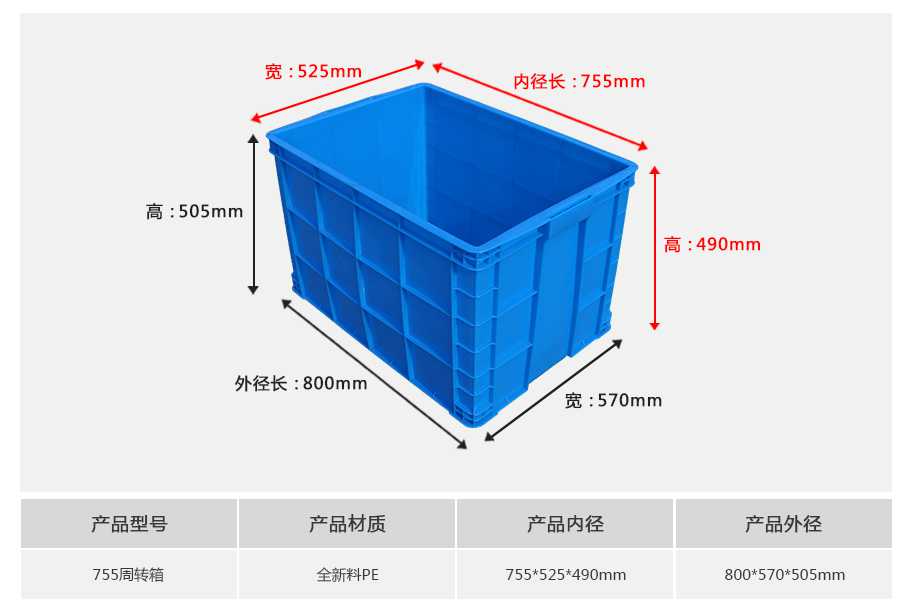 轩盛塑业755塑料周转箱