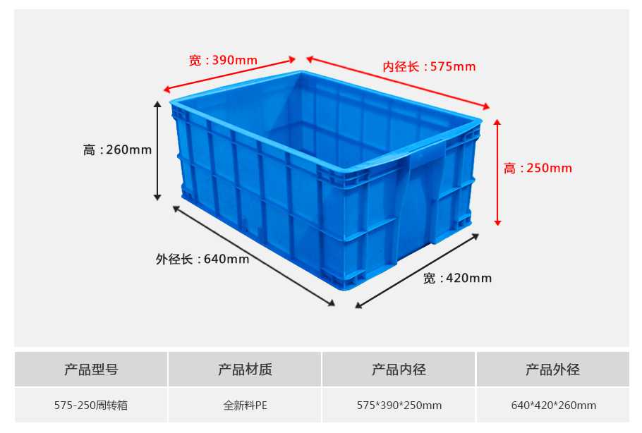 轩盛塑业575-250塑料周转箱