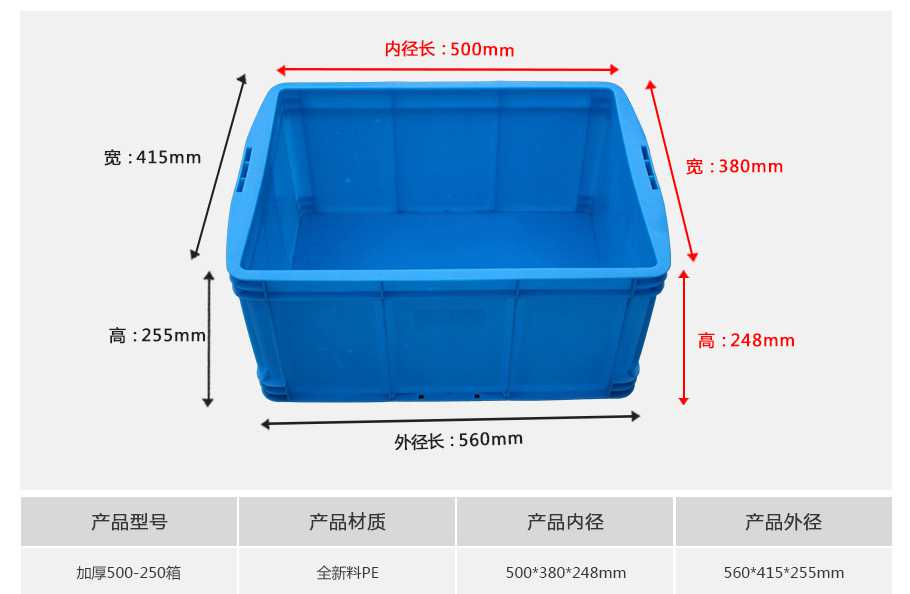 轩盛塑业500-250塑料周转箱厚箱